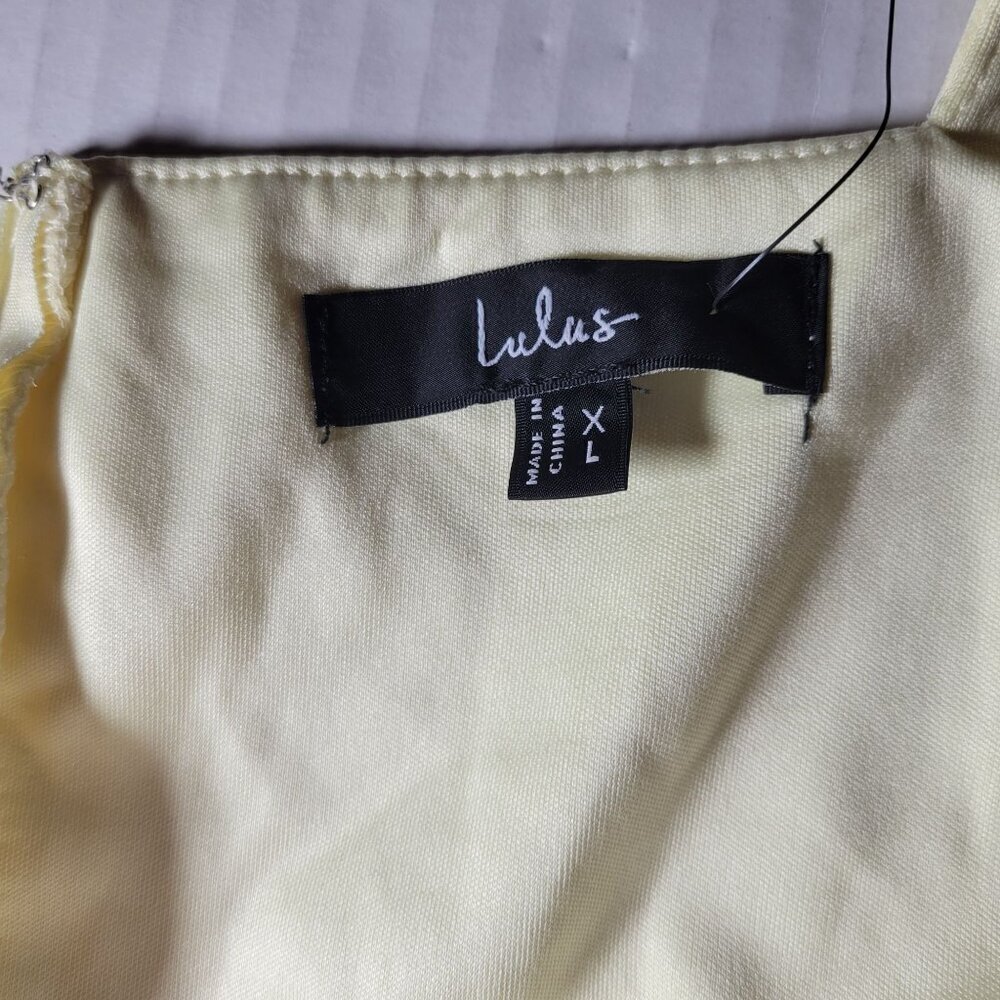 Lulus Glamorous Disposition Light Yellow Ruched Maxi Dress Size XL - Picture 7 of 7